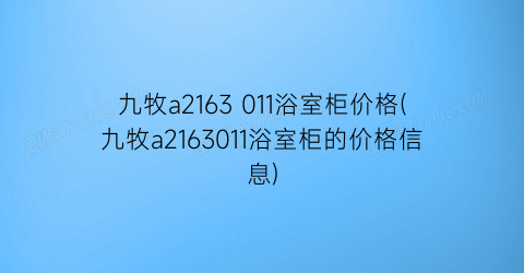 九牧a2163 011浴室柜价格(九牧a2163011浴室柜的价格信息)